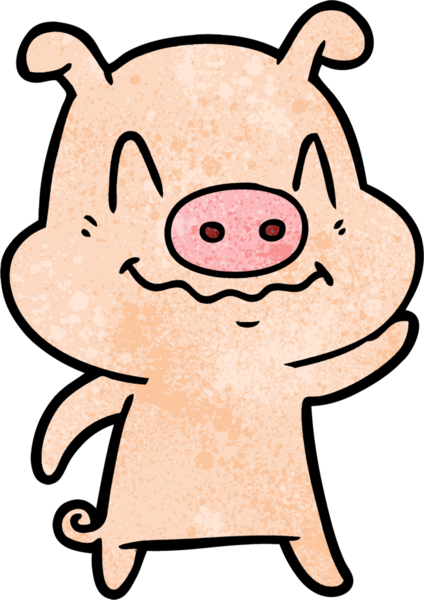 Bir insan tarafından çizilmiş sinirli çizgi film domuzu.