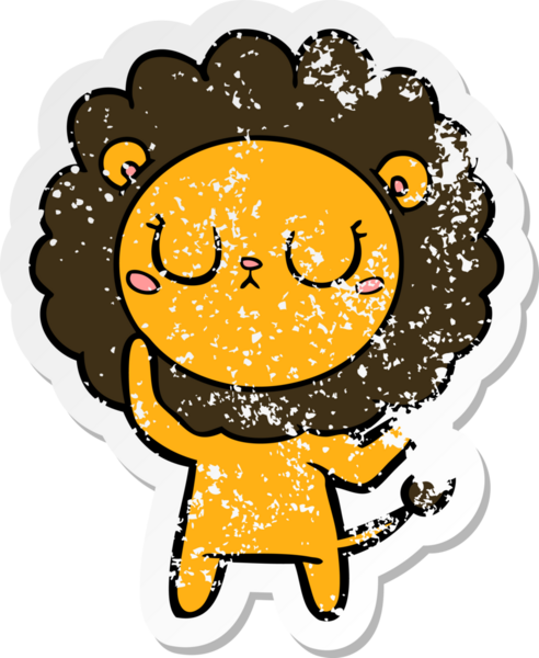 Bir insan tarafından çizilmiş karikatür aslanının sıkıntılı çıkartması.