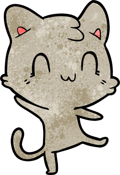 Bir insan tarafından çizilmiş mutlu bir kedi.