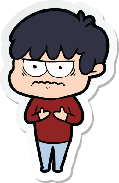 Bir insan tarafından çizilmiş kızgın bir çizgi film çocuğunun çıkartması.