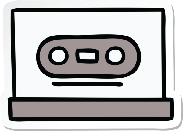 Bir insan tarafından çizilmiş şirin bir çizgi film kasetinin çıkartması.