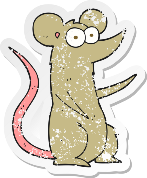 Bir insan tarafından çizilmiş karikatür bir farenin gerilimli çıkartması