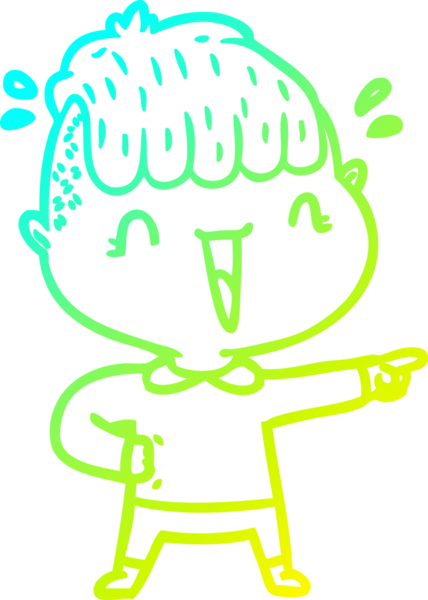 Bir çizgi filmin soğuk gradyan çizimi mutlu bir çocuğun bir insan tarafından çizilmesine şaşırdı