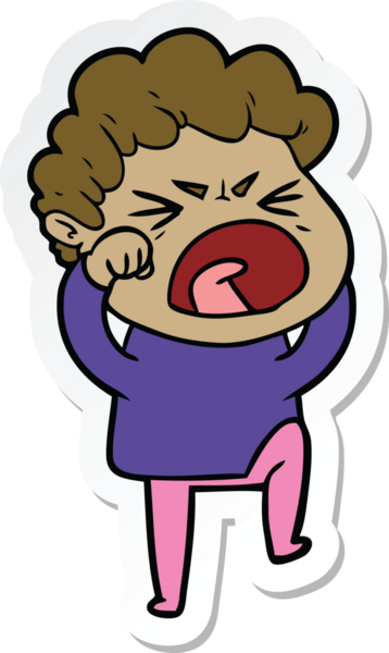 Bir insan tarafından çizilmiş öfkeli bir adamın karikatür çıkartması.