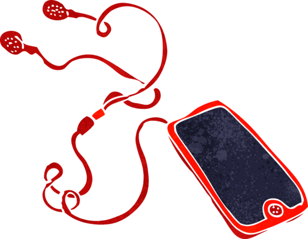 bir insan tarafından çizilmiş karikatür müzik çalar