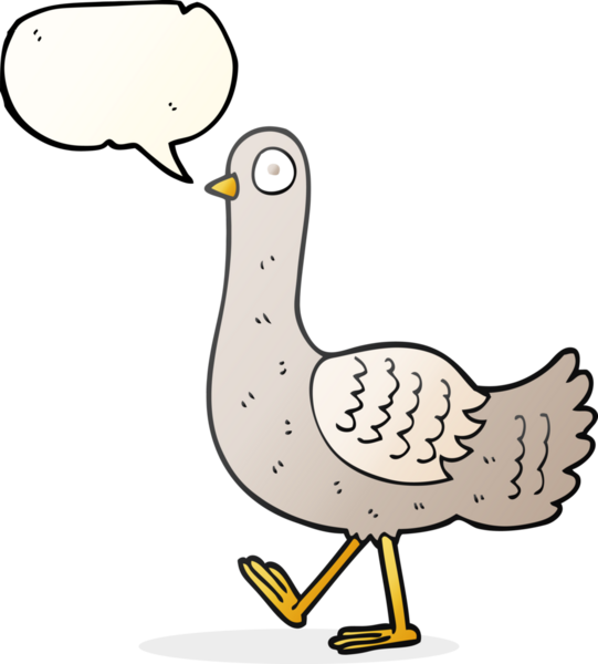 Bir insan tarafından çizilmiş serbest konuşma balonu çizgi film güvercini.