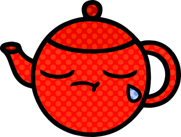 Bir insan tarafından çizilmiş bir çaydanlığın çizgi romanı.