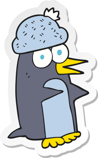 Bir insan tarafından çizilmiş karikatür pengueni çıkartması.