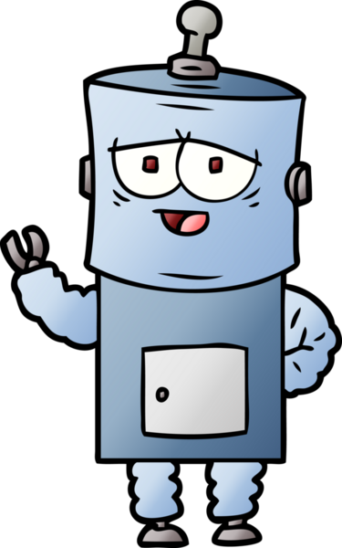 Bir insan tarafından çizilmiş çizgi film robotu