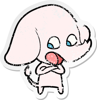 Bir insan tarafından çizilmiş şirin bir filin sıkıntılı çıkartması