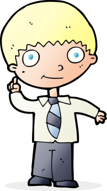 Bir insan tarafından çizilmiş bir fikri olan karikatür okulu çocuğu.