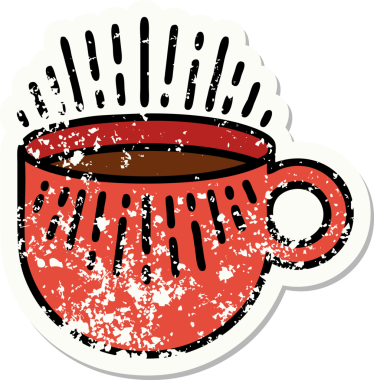 Bir insan tarafından çizilmiş geleneksel kahve tarzında depresif bir etiket dövmesi.