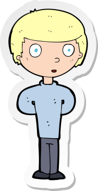 Bir insan tarafından çizilmiş meraklı bir çocuğun çıkartması.