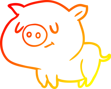 Bir insan tarafından çizilmiş şirin bir domuzun sıcak çizgi çizimi