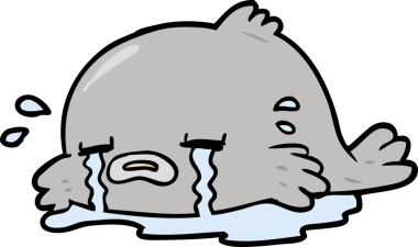 Bir insan tarafından çizilmiş ağlayan balık çizgi filmi.