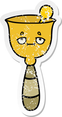 Bir insan tarafından çizilmiş şirin bir okul çanının sıkıntılı çıkartması.