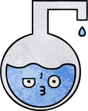 Bir insan tarafından çizilmiş bir bilimsel deneyin retro grunge doku karikatürü