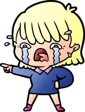 Bir insan tarafından çizilmiş ağlayan çizgi film kızı.