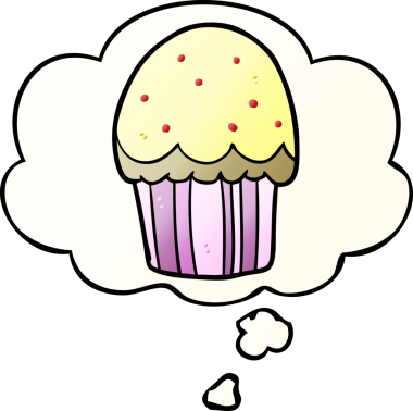 Düşünce baloncuklu çizgi film keki bir insan tarafından çizilmiş.