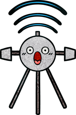 Bir insan tarafından çizilmiş bir uydunun retro grunge desen karikatürü