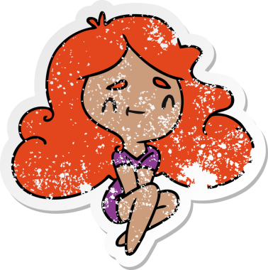 Bir insan tarafından çizilmiş sevimli bir kawai kızının sıkıntılı karikatür çizimi