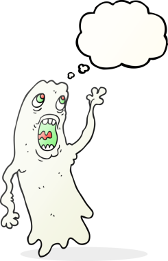 Bir insan tarafından çizilmiş serbest çizim baloncuk çizgi film hayaleti.