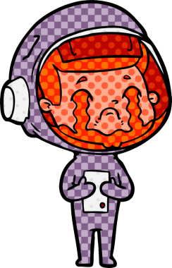 Bir insan tarafından çizilmiş ağlayan astronot çizgi filmi.