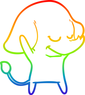 Bir insan tarafından çizilmiş gülümseyen bir filin çizgi çizimi.