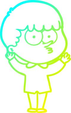 Bir çizgi film karakteri çizen soğuk gradyan bir insan tarafından çizilmiş meraklı çocuk.