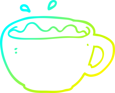 Bir insan tarafından çizilmiş bir kahve fincanının soğuk gradyan çizimi