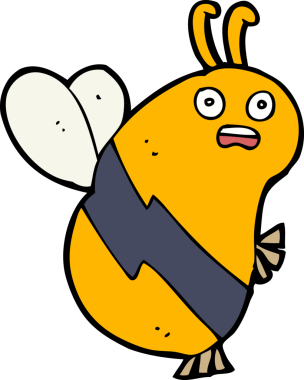 Bir insan tarafından çizilmiş komik çizgi film arısı.