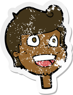 Bir insan tarafından çizilmiş, karikatürdeki kederli mutlu yüz çıkartması.