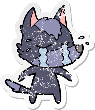 Bir insan tarafından çizilmiş ağlayan bir karikatür çıkartması.