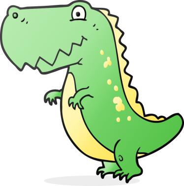 Bir insan tarafından çizilmiş serbest çizim karikatür dinozor.