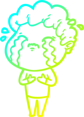 Bir insan tarafından çizilmiş ağlayan bir çizgi film karakteri çizimi.