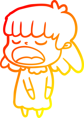 Bir insan tarafından yüksek sesle çizilmiş bir çizgi film kadını çizimi.