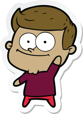 Bir insan tarafından çizilmiş mutlu bir adamın çıkartması.