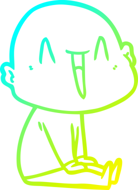 Bir insan tarafından çizilmiş, mutlu, kel bir adamın çizdiği soğuk çizgi.