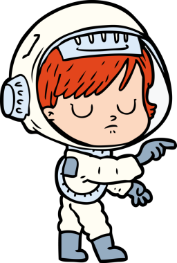 Bir insan tarafından çizilmiş astronot kadın.