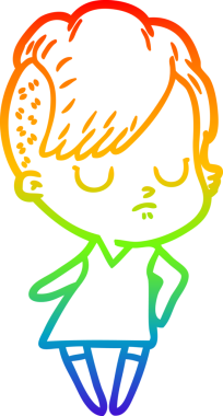 gökkuşağı gradyan çizimi bir insan tarafından çizilmiş bir karikatür kadın