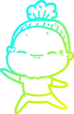 Bir insan tarafından çizilmiş barışçıl, yaşlı bir kadının soğuk çizgi çizimi.