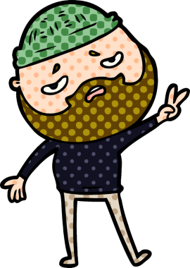 Bir insan tarafından çizilmiş sakallı endişeli bir adam.