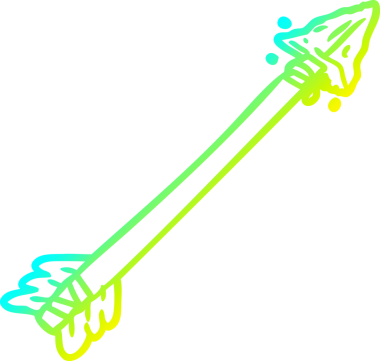 Bir insan tarafından çizilmiş ilkel bir okun soğuk eğik çizgi çizimi