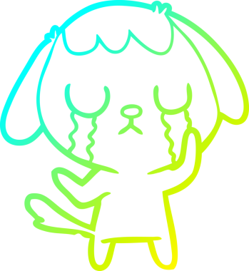 Bir insan tarafından çizilmiş ağlayan şirin bir köpeğin soğuk gradyan çizimi.