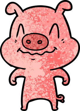 Bir insan tarafından çizilmiş sinirli çizgi film domuzu.