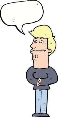 Bir insan tarafından çizilmiş konuşma balonlu sinirli bir adam.