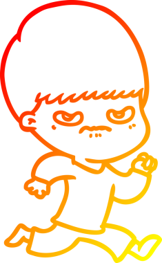 Bir insan tarafından çizilmiş kızgın çizgi film çocuğunun sıcak çizgi çizimi.