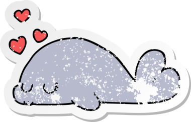 Bir insan tarafından çizilmiş şirin bir yunusun sıkıntılı çıkartması.