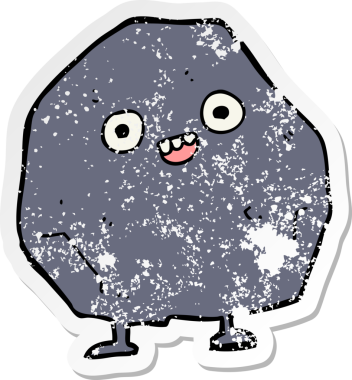 Bir insan tarafından çizilmiş karikatür taşının sıkıntılı çıkartması.