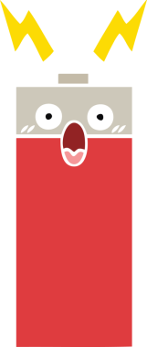 Bir insan tarafından çizilmiş düz renk retro pili.